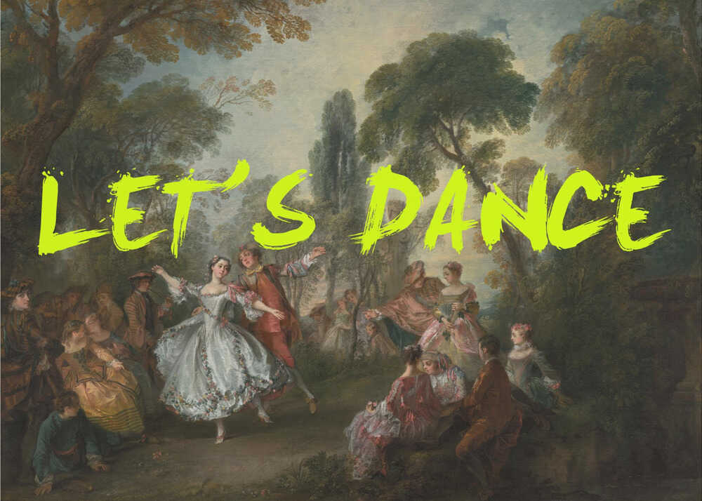 LET'S DANCE NEON YELLOW VINTAGE MAXIMALIST ART | Poster
