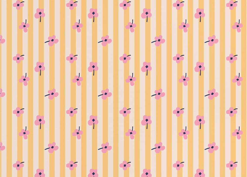 Blumen und Streifen | Tapeten