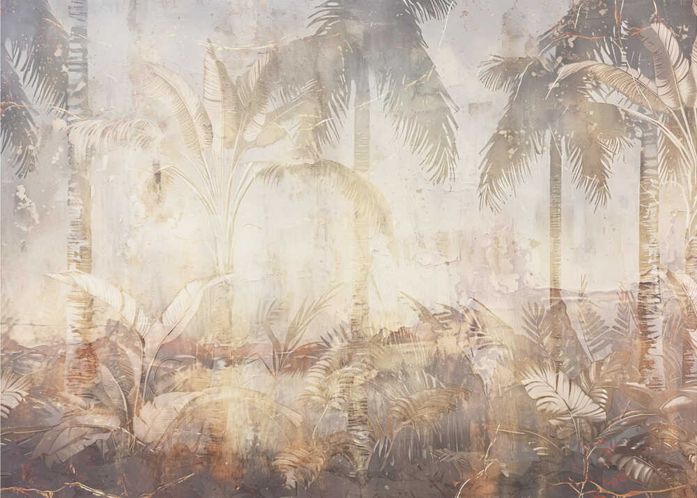 Illustration murale « Feuilles de jungle » sur toile, réf. 45