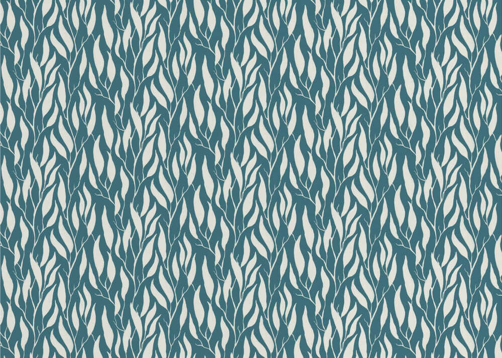 Ruhig herabhängende Eukalyptuszweige, gemalt in Gouache | Tapete