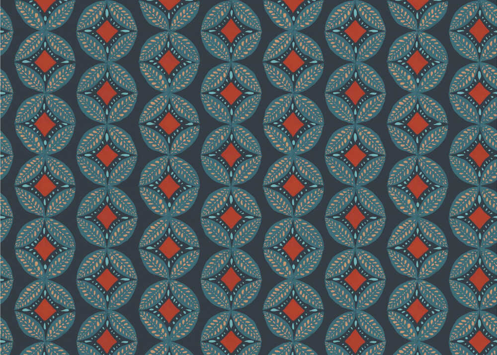 Geometric Leaves Modern Medallion Mosaic | Wallpaper