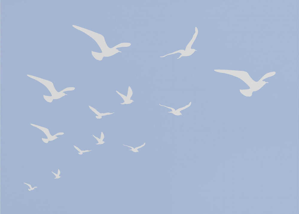 Möwen auf blauem Hintergrund | Leinwand