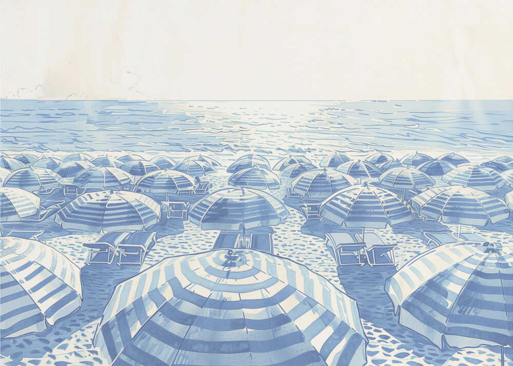 Gestreifte Regenschirme Pergament | Canvas