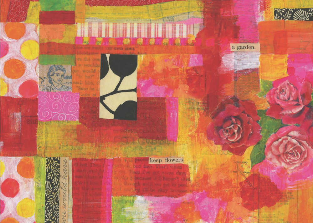 Lebendiges Blütenblatt-Patchwork | Poster