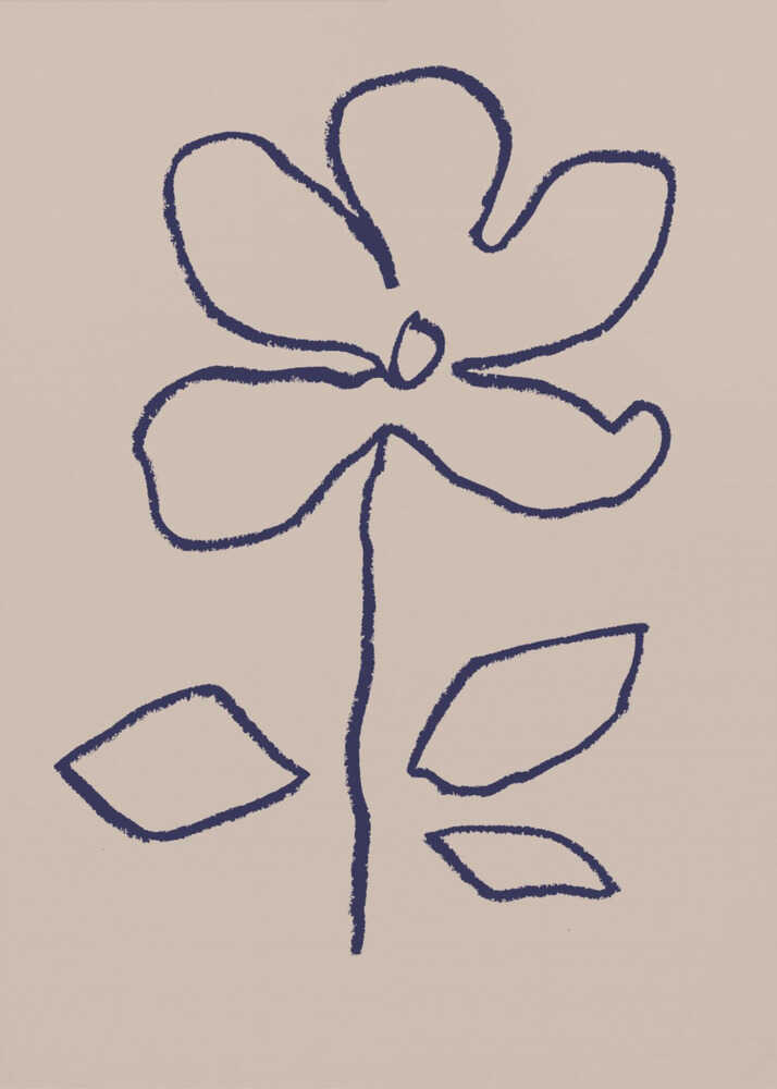 Oil Pastel Flower Blue | Poster