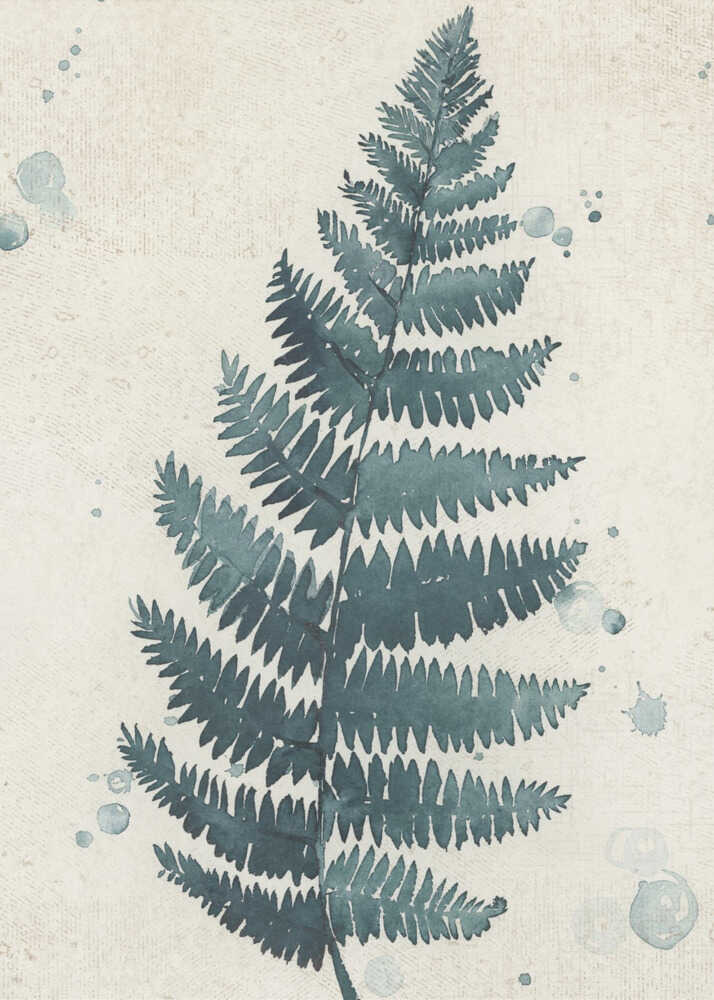 Teal watercolor fern 3 | Canvas