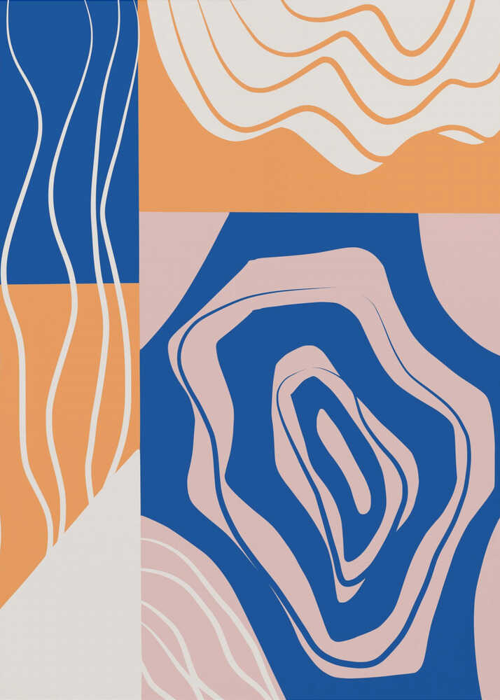 Abstract Collage In Blue and Orange | Canvas