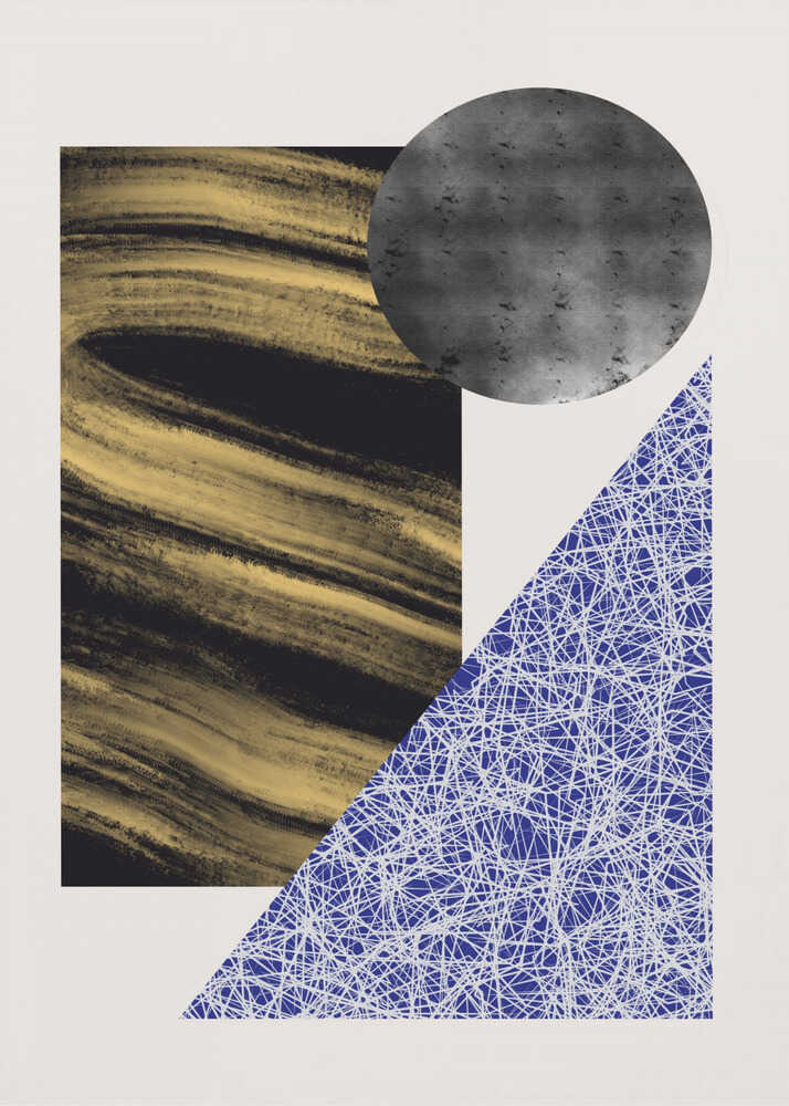 Geometric Shapes With A Black And Gold Textured | Canvas