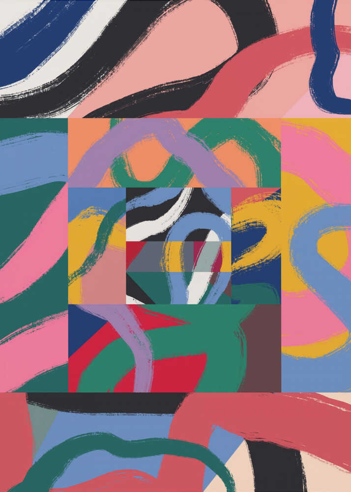 Abstraktes, farbenfrohes Linienband | Leinwand