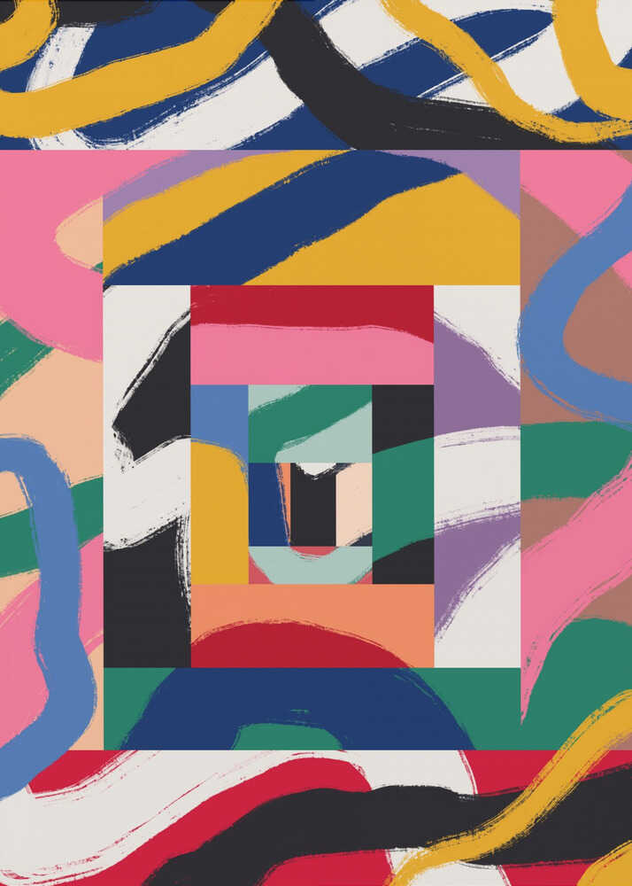 Formes géométriques et coups de pinceau audacieux | Affiche