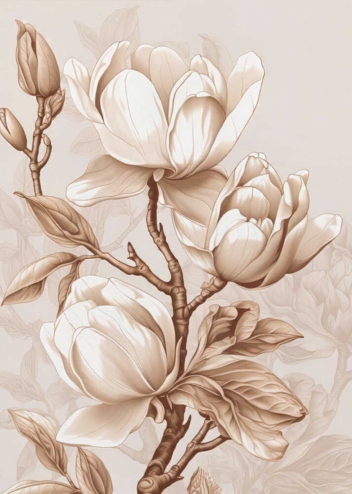 Beige Flowers 2 | Poster