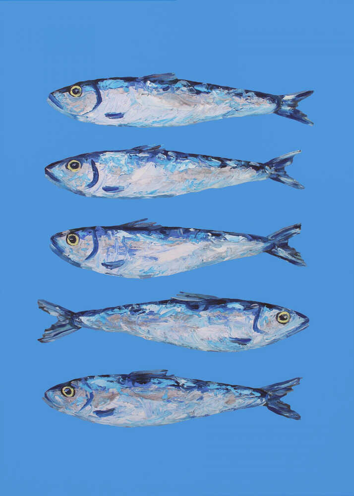 Sardines sur fond bleu | Toile
