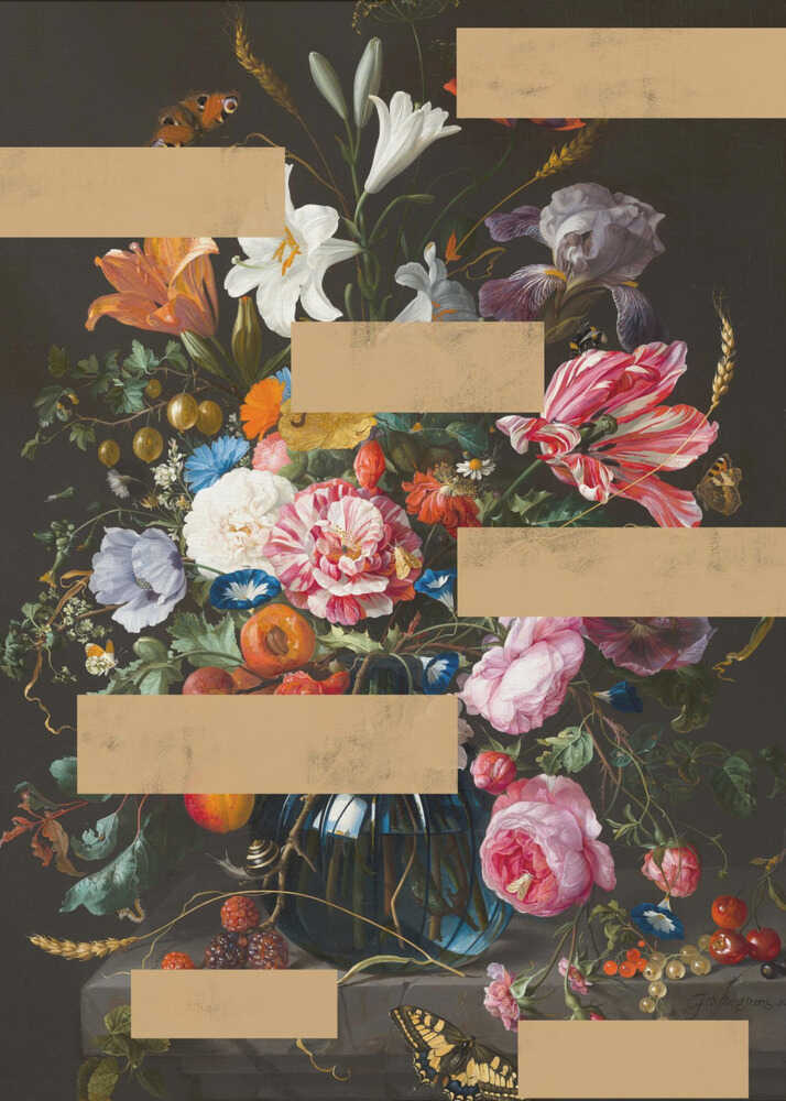 Bouquet of Vintage Oil Painting Flowers, Modern Collage | Poster