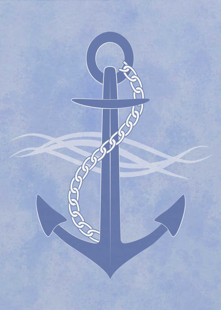 Blauer Anker mit weißer Kette umwickelt | Canvas