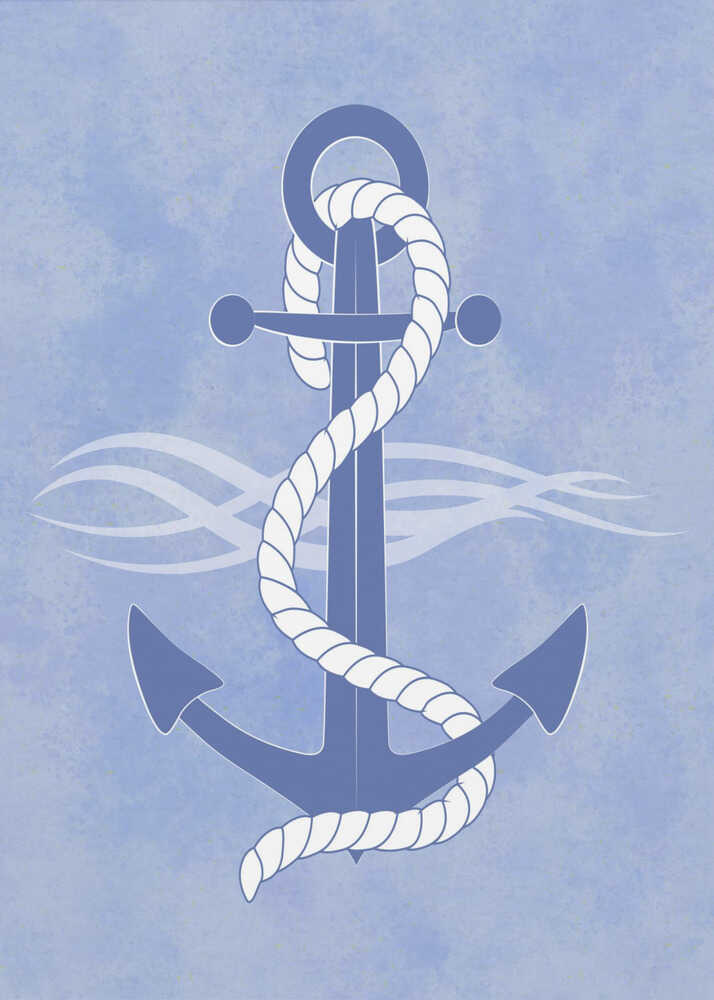 Blauer Anker, umwickelt mit einem weißen Seil | Segeltuch