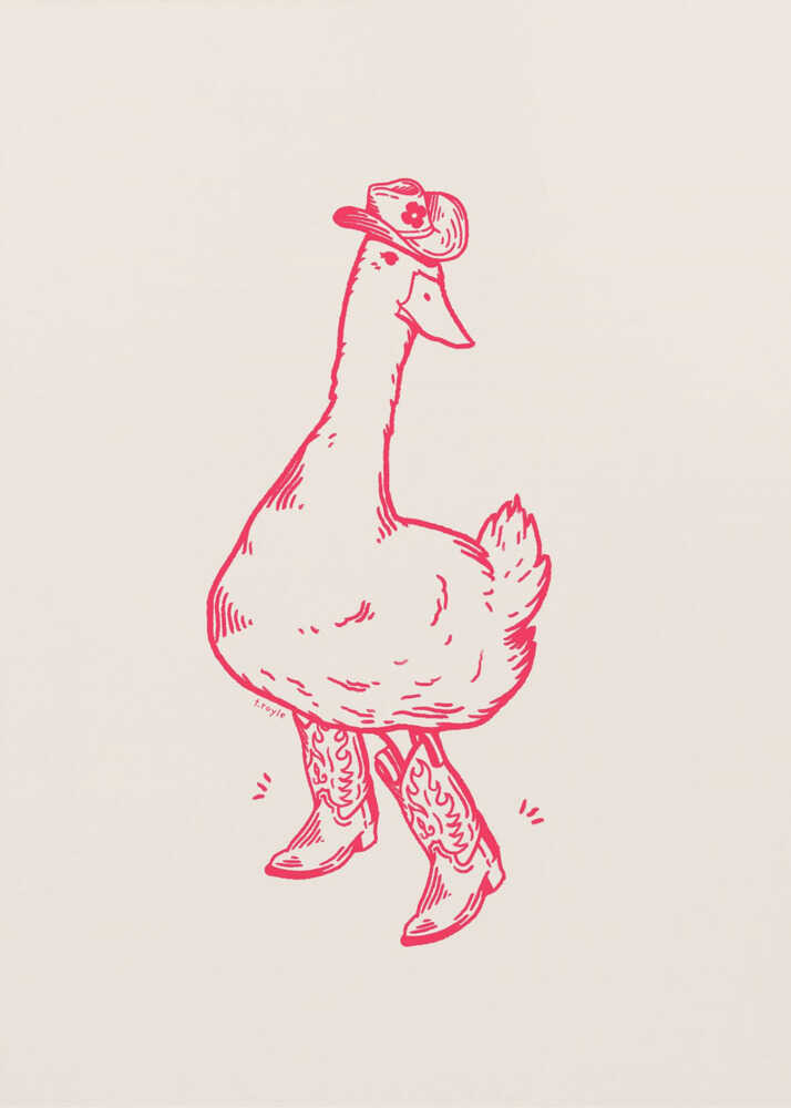 Ente mit pinkfarbenen Westernstiefeln | Poster