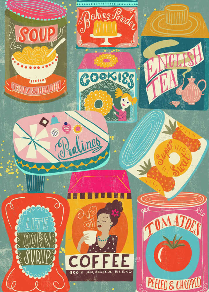 Bunte Speisekammer in Türkis | Poster