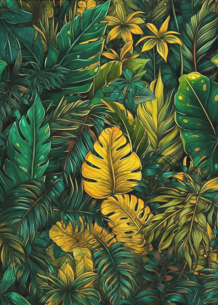 Fleurs et feuilles de la nature, aquarelle (73) | Affiche