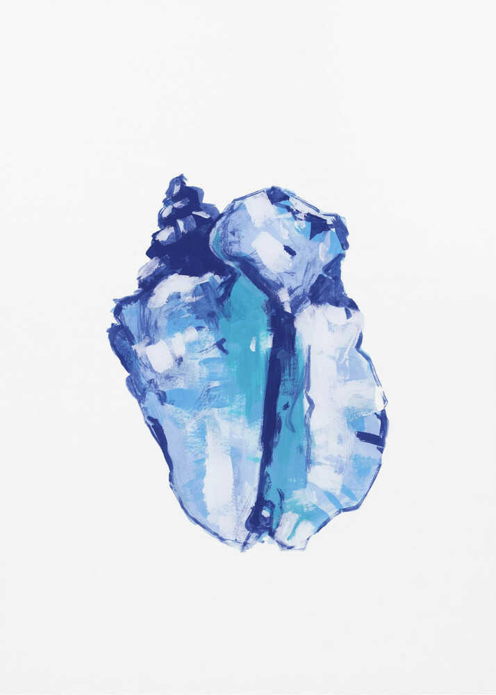 Blaue Muschel auf weißem Hintergrund Nr. 1 | Leinwand