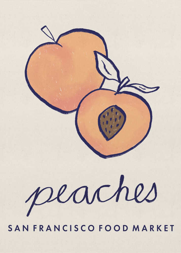 Art culinaire - Pêches du marché alimentaire de San Francisco | Affiche