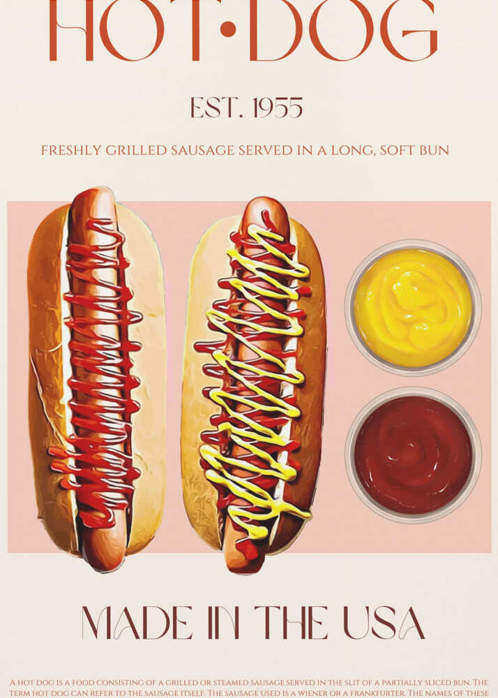 Hotdogs mit Senf und Ketchup | Poster