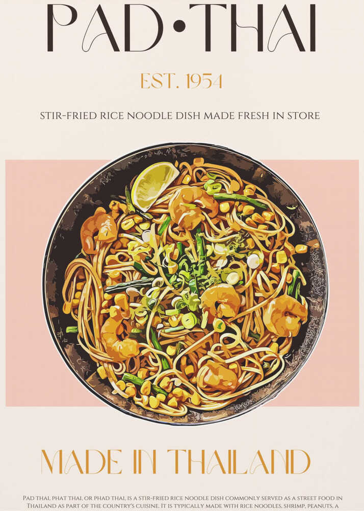 Elegant Illustration of Pad Thai | Poster