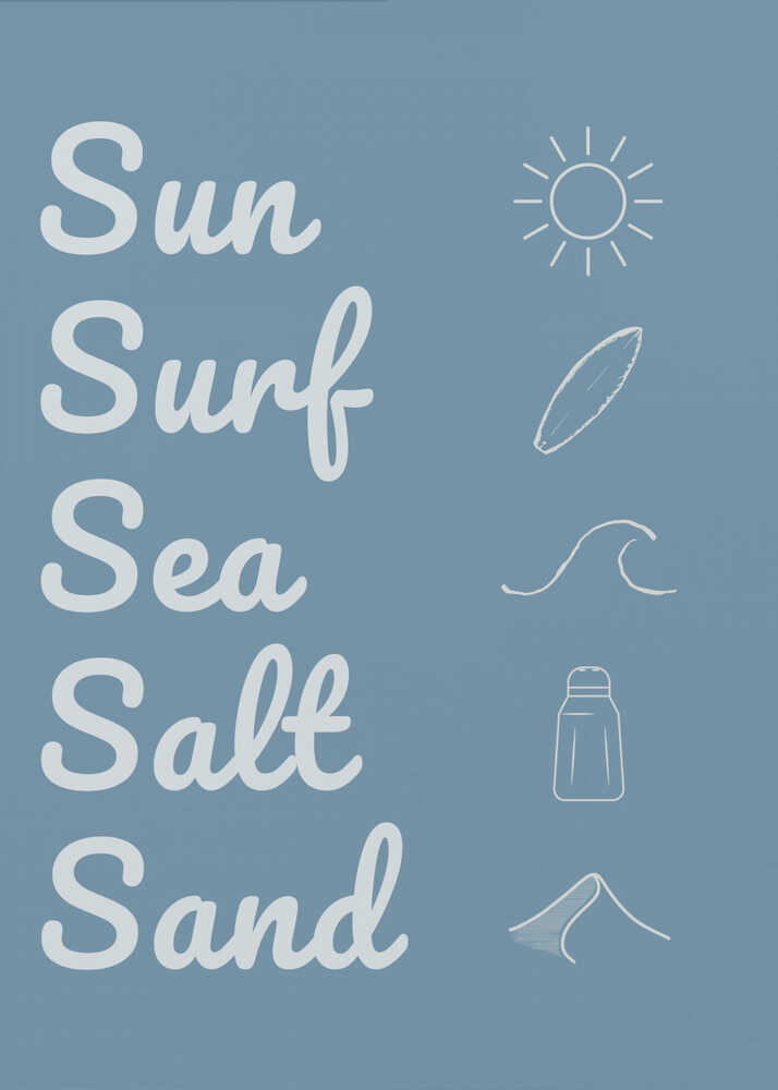 Soleil, surf, mer, sel, sable, bleu foncé | Toile
