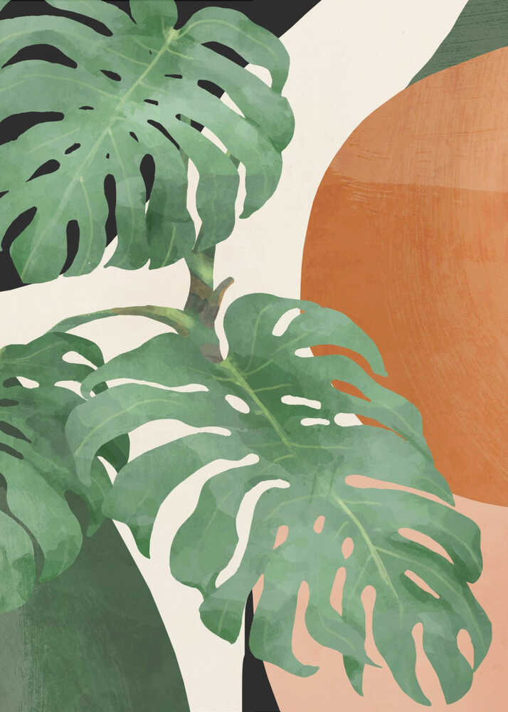 Abstrakte Kunst mit tropischen Blättern | Poster