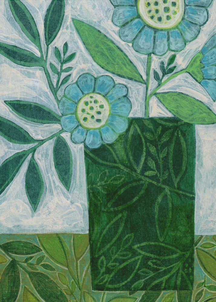 Grüne florale Harmonie | Leinwand