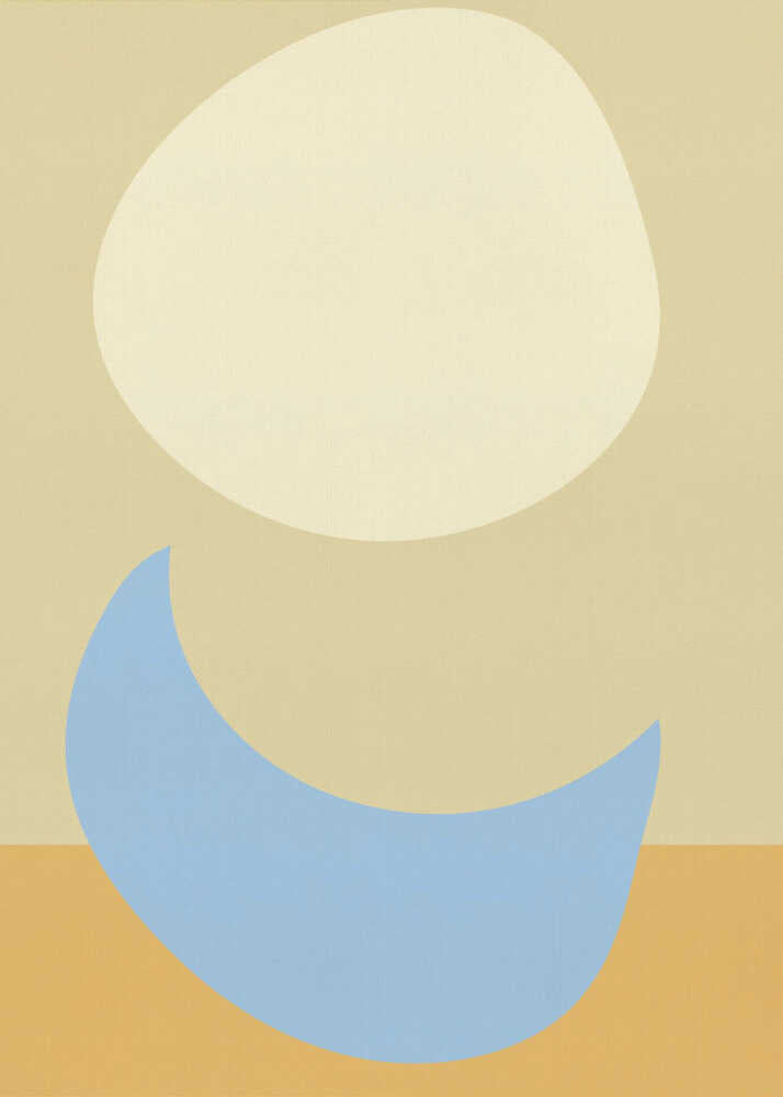Gestapelte Ovale in zartem Gelb und Hellblau | Leinwand