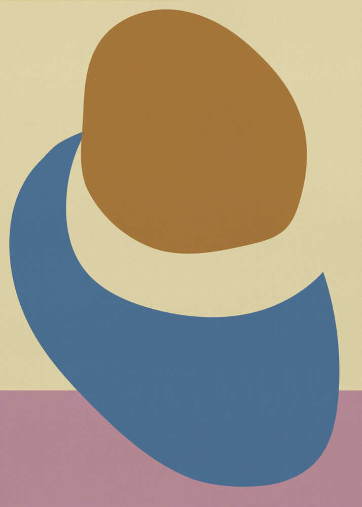 Ausgewogene Steine in Blau, Buttergelb und Terrakotta | Poster